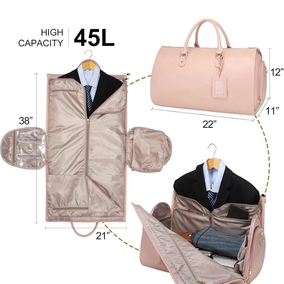 Modoker Convertible Leather Garment Bag Carry, Duffel Bag 2 in 1 Hanging NWOT - Picture 4 of 6